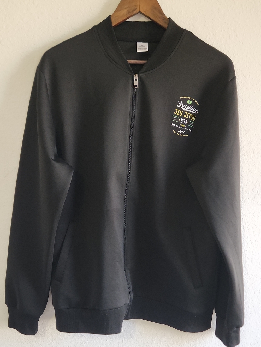 ​Brazilian Jiu Jitsu BJJ Full Zip Track Jacket Bomber Mens Medium Black